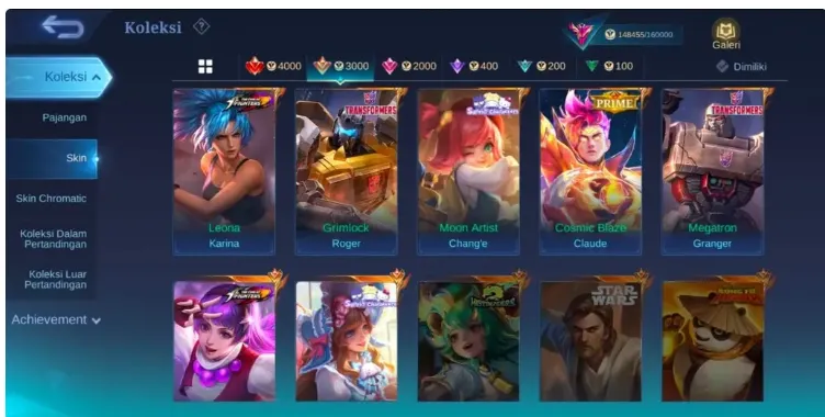 ML630 Legend Gusion, Legend Alucard, Limited Legend Granger, Sanrio Floryn, Moon Artist Chang’e (G)